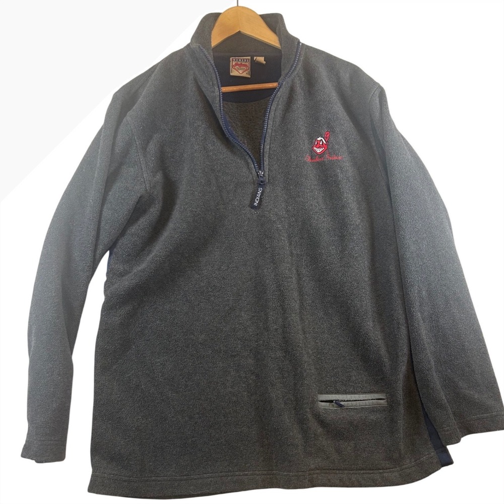 Cleveland Indians Womens Fleece Pullover Jacket Quarter Zip Embroidered Logo  XL